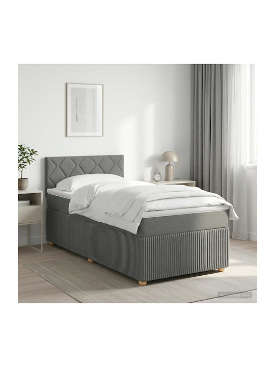 Einzelbett Mit Stoff Dunkelgrau Mit Lattenrost ...