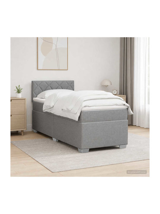 King Size Fabric Upholstered Bed Light Grey wit...