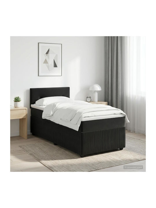 Einzelbett Gepolstert Mit Samt Schwarzes Mit La...