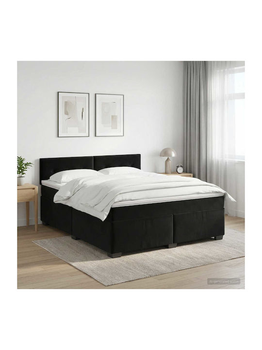 Doppelbett Bezogen mit Samt Schwarz mit Lattenr...