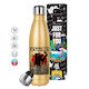 Koupakoupa Catzilla Stainless Steel Thermos Bottle 500ml Glitter Gold with Straw