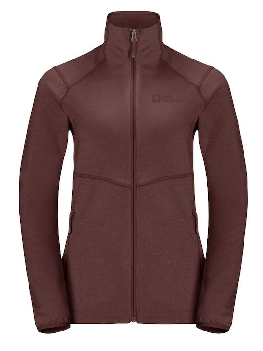 Fleece Cardigan Pentru Femei Cu Fermoar În Culoare Burgundy