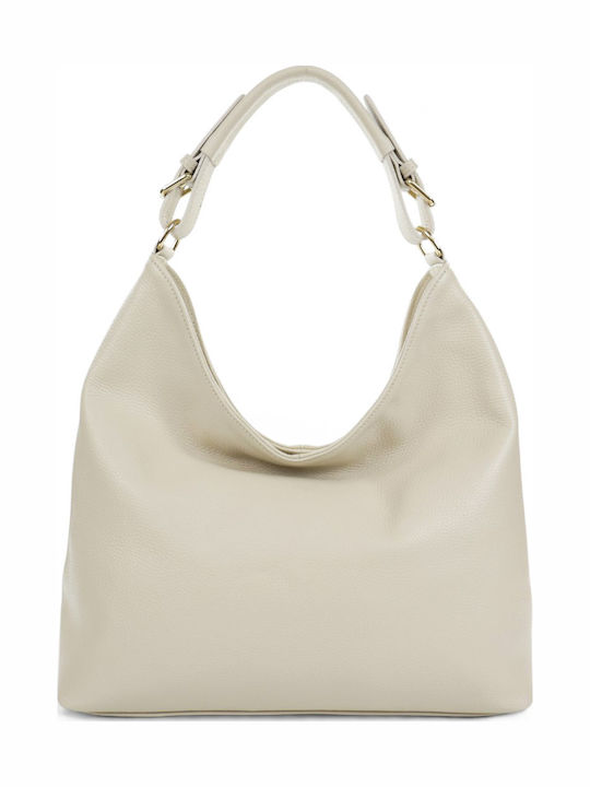 Leather Women's Hobo Bag Beige