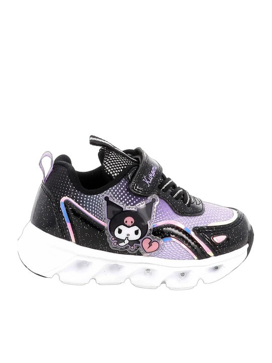 Disney Hello Kitty Kuromi Kids Sneakers with Hoop & Loop Closure & with Lights Black HK009375