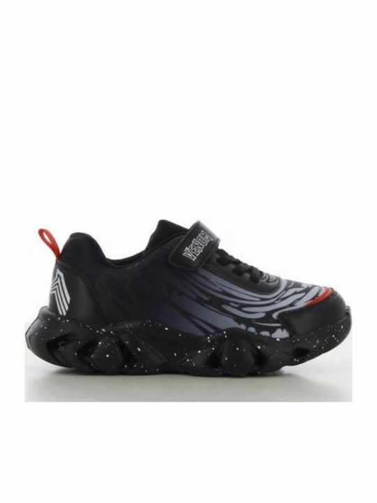 Kids Sneakers with Hoop & Loop Closure & Lights Black