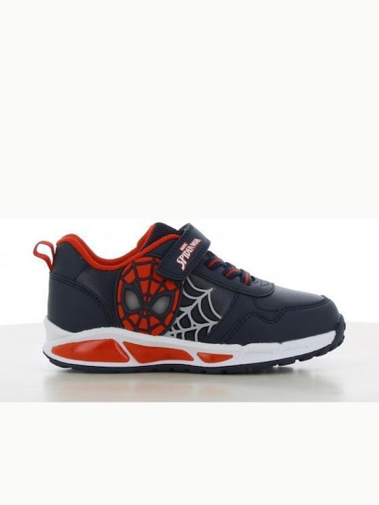 Spiderman Kids Sneakers with Hoop & Loop Closure & with Lights Black