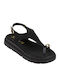 Leather Women's Flat Sandals Flatforms Black