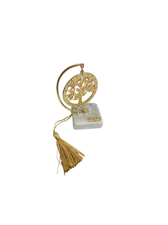 Kalliopi Silver Tischplatte Glücksbringer Bäumchen Gold aus Stein 2027 5x10cm