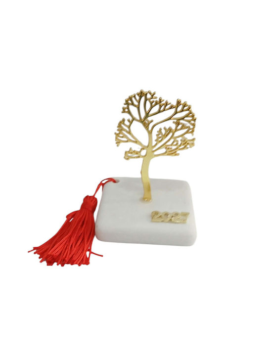 Kalliopi Silver Handgefertigter Tischplatten Glücksbringer Bäumchen Gold aus Stein 2027 6x11cm