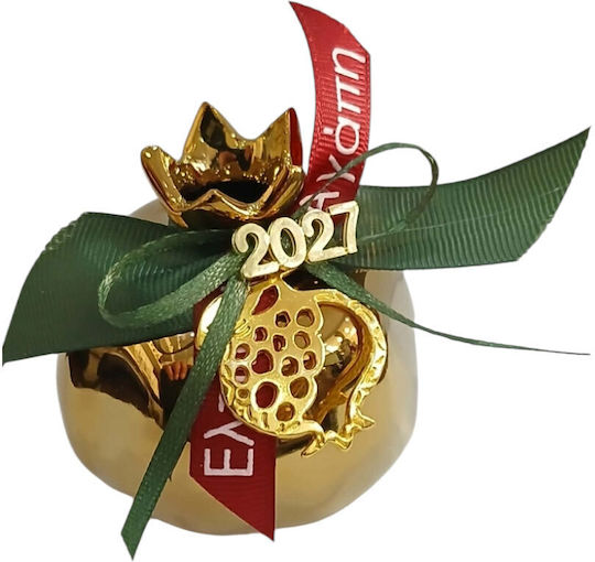 Kalliopi Silver Tabletop New Year's Lucky Charm Pomegranate Gold Ceramic 2027 7x7cm