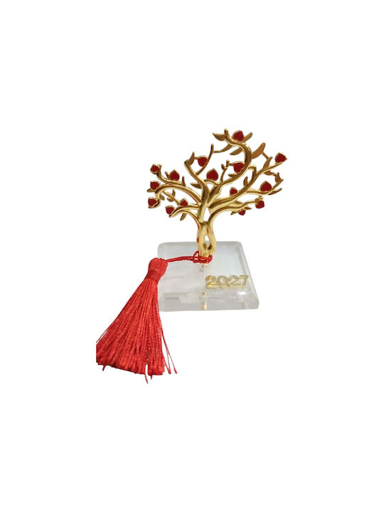 Kalliopi Silver Tabletop New Year's Lucky Charm Little Gold Tree Made of Plexiglass 2027 5x9cm