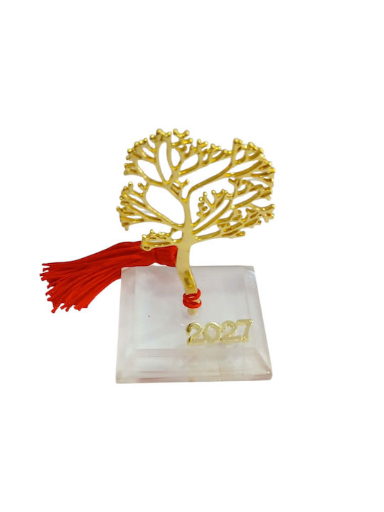 Kalliopi Silver Tabletop New Year's Lucky Charm Little Tree Gold Made of Plexiglass 2027 5x8cm