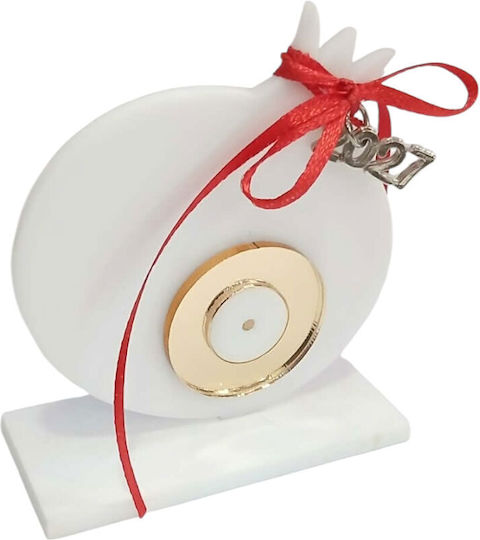 Kalliopi Silver Tabletop New Year's Lucky Charm White Pomegranate Made of Plexiglass 2027 8x9cm