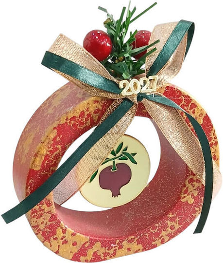 Kalliopi Silver Handmade Hanging New Year's Lucky Charm Pomegranate Red Ceramic 2027 11x13cm