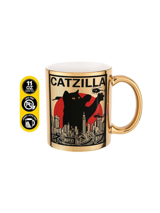Koupakoupa Catzilla Ceramic Mug Gold 330ml