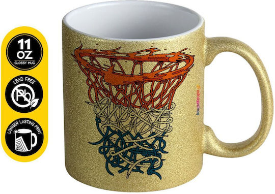 Koupakoupa Basket Net Κούπα Κεραμική Χρυσή 330ml