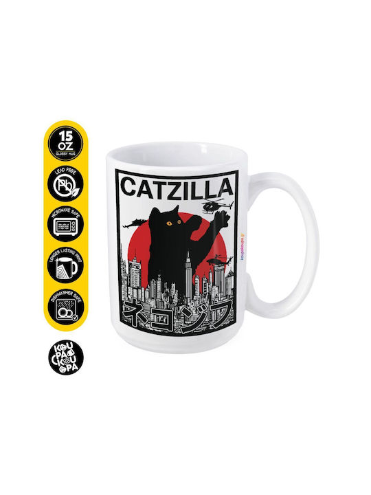 Koupakoupa Catzilla Ceramic White Mug 450ml