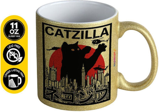 Koupakoupa Catzilla Ceramic Mug Gold 330ml