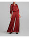 Damen Hochbund Satin Pantaloona Rot Dunkel