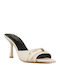 Satin Mules With High Heel In Beige Colour