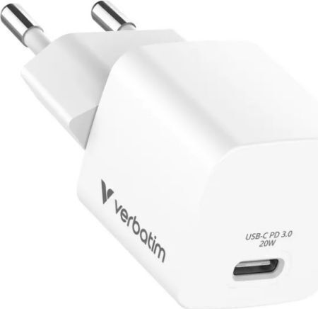 Verbatim Verbatim GaN Handyladegerät mit USB-C Ausgangsanschluss 20W Weiß (Mini)