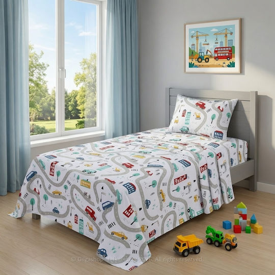 Casa Colori Kinderbettlaken Set Mit Gummizug Baumwolle Ccssl100e-n7 100x200cm 3 Stück