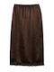 Satin Midi Skirt Brown