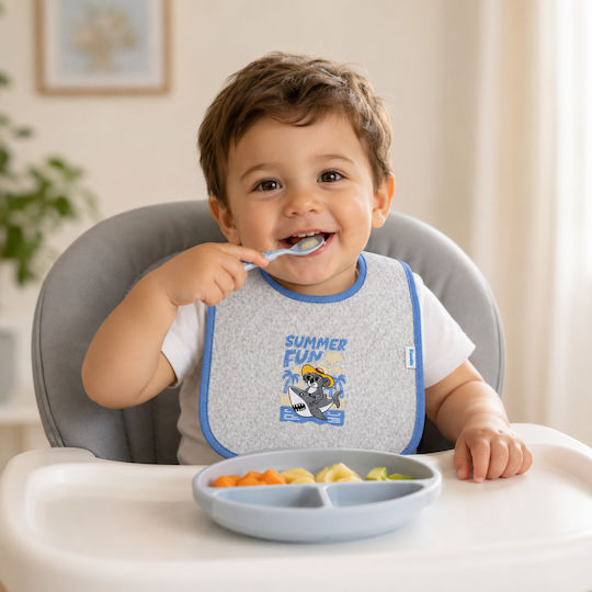 Kamtex Baby Waterproof Fabric Baby Bib Grey