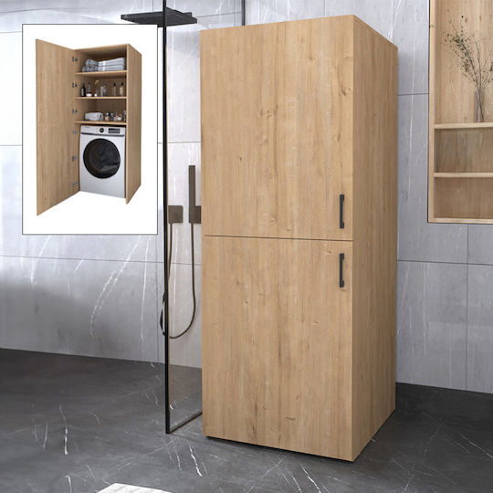Megapap Dulap de baie pentru mașină de spălat 70x70x180cm Stejar