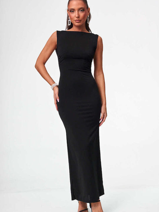 Decoro Summer Maxi Evening Dress Open Back Black