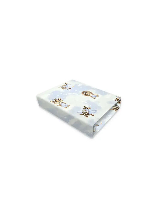Qmini Set Lenjerii De Patut Bebe Pentru Patut Din Bumbac Cu Cauciuc Bej 76x43cm