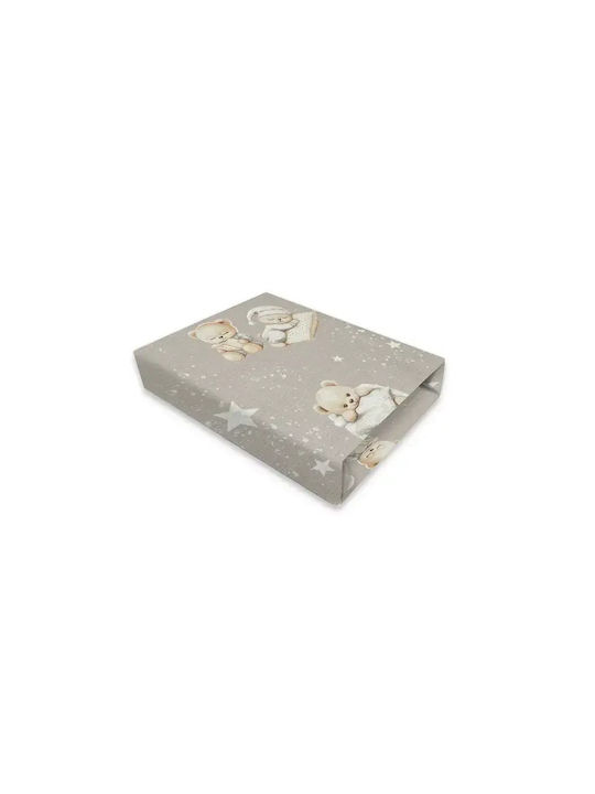 MimiNu Set Lenjeri De Patut Bebe Pentru Cradle Din Bumbac Cu Cauciuc Bej 90x40cm