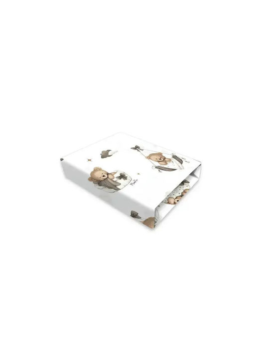 MimiNu Lenjerie De Patut Bebe Pentru Cradle Din Bumbac Cu Cauciuc Bej 90x40cm