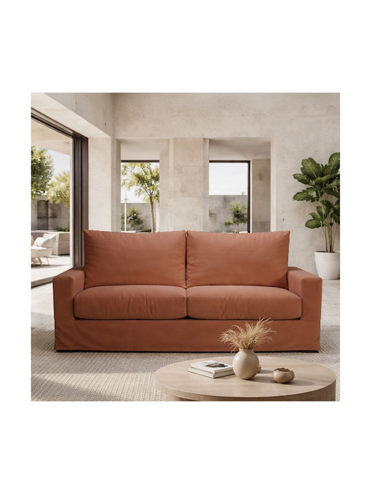 Ithaki Τριθέσιος Καναπές Κρεβάτι Terracotta 190x94x90εκ.