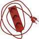 Pedestal Steckdosenleiste 3 Steckdosen mit Kabel 2m Rot