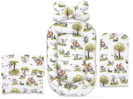 Qmini Baby-Kissen Nest Fox On Bikes Natur 55x75cm
