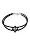 Men's Leather Bracelet with Cross Design