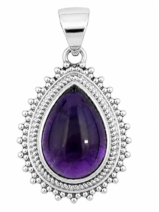 Polytimo Charm Talisman with Stones with Stones from Silver Purple