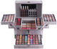 Miss Rose Makeup Cosmetic Box For Face & Eyes With Toiletry Bag Silver 196 Pieces