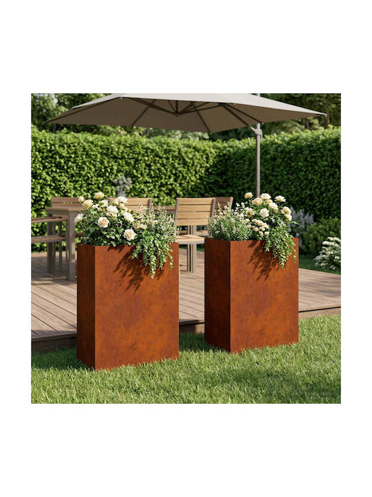 vidaXL Set of 2 Metallic Rusty Flower Pots 40cm