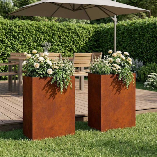 vidaXL Set of 2 Metallic Rusty Flower Pots 40cm