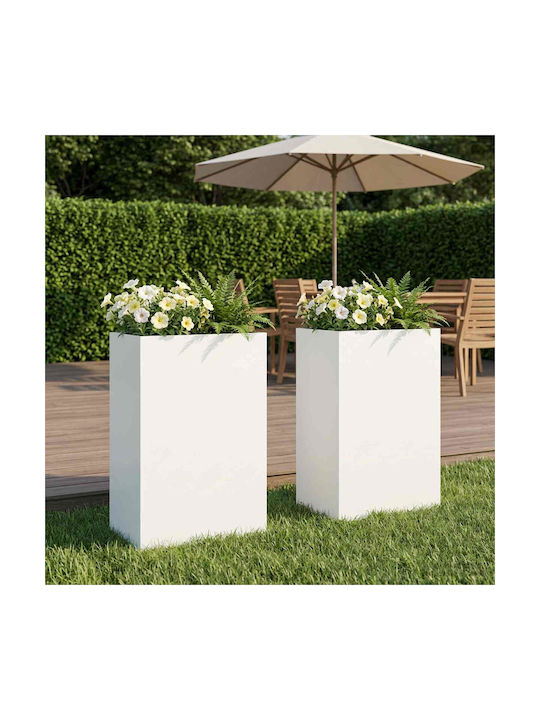 vidaXL Set 2 Metallische Pflanzgefäße Weiß 50x75cm