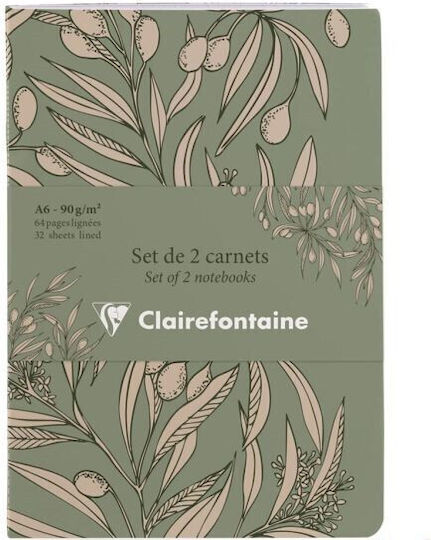Clairefontaine Комплект 2 Бележника A6 32 Листове На Райета