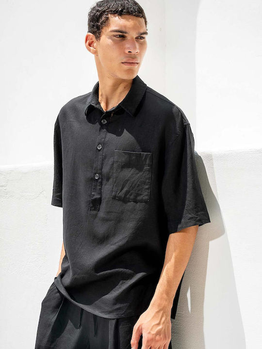 Vittorio Artist Μακρυμάνικo Τζιν Overshirt Black