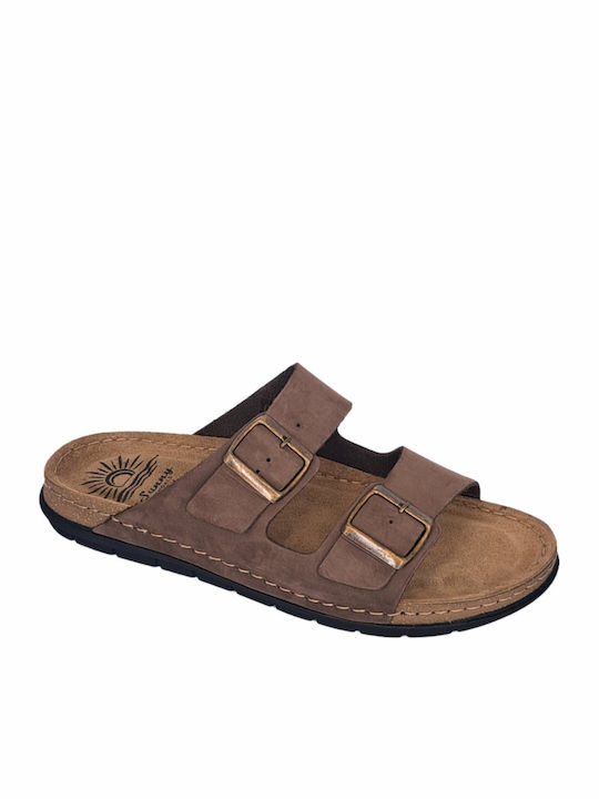 Leder Herrensandalen in Braun Farbe ETTORE-60902KΦ