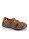 Leather Men's Sandals in Tabac Brown Colour