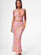 Kit With Satin Maxi Skirt Pink