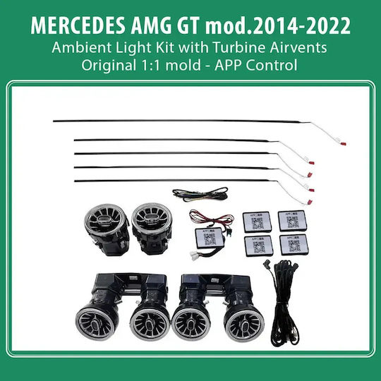 Digital IQ Interior Hidden Ambient Lighting Mercedes AMG GT (C190/R190) mod. 2014-2022 with 11 Lights
