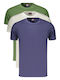 Men's Short Sleeve Undershirts Blue White Green 3Pack