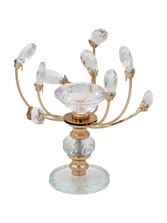 Keskor Crystal Candle Holder in Gold Color 14x2...